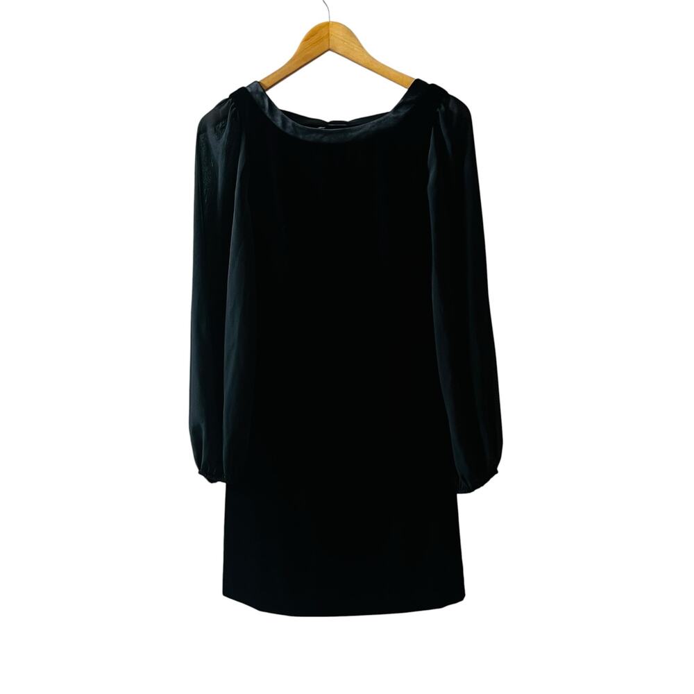 White House Black Market Velvet Ballon Long Sleeve Dress Size 0 Black - Picture 2 of 9